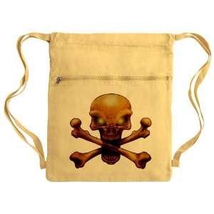   Sack Pack Yellow Skull and Crossbones with Green Eyes 