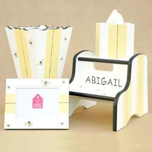  picture frame, wastebasket, tissue box and step stool 