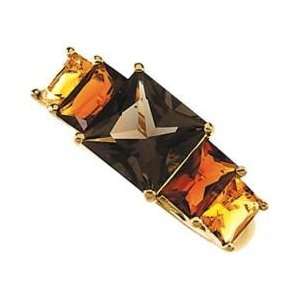   14K Yellow Gold Citrine, Madeira Citrine & Smoky Quartz Ring Jewelry