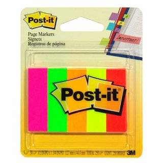 Post it Page Markers, 1/2 inch x 1 3/4 Inches, Assorted Bright Colors 