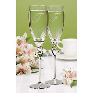 Entwined Hearts Elegant Wedding Toasting Flutes Glass Set Champagne 