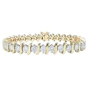 14k Yellow Gold Diamond S Link Tennis Bracelet (10 cttw, H I Color, I1 