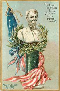 PATRIOTIC LINCOLN BUST WREATH HONOR TUCK R10277  