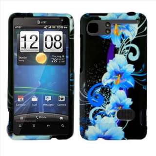 Blue Flower Snap On Hard Cover Case Protector For AT&T HTC Vivid LTE 