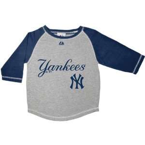  New York Yankees Toddler Grey On Deck 3/4 Sleeve Raglan T 