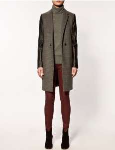RARE SOLD OUT Zara tweed coat with leather sleeves jacket PICK SIZE 