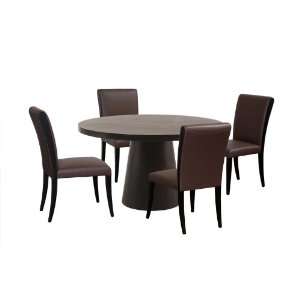  53 Inch Round Pedestal Dining Table with Four Mocca Bonded 