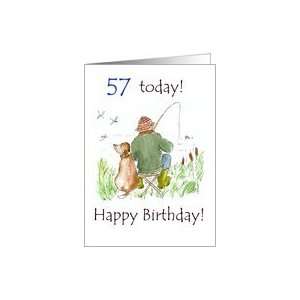  57th Birthday Card with a Man Fishing Card Toys & Games
