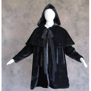  Lined Black Velvet Satin Cloak Coat Jacket Costume 2X 
