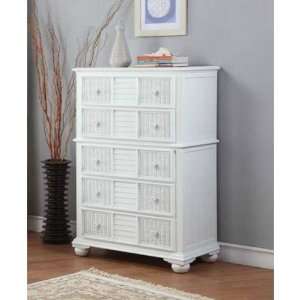   Rattan 404 5908 WHT Ships Wheel 5 Drawers Chest in White 404 5908 WHT