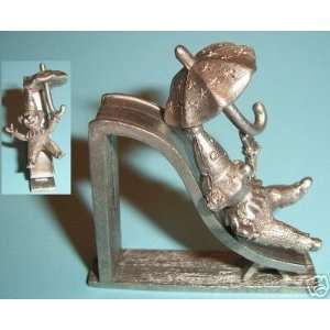  Spoontiques Pewter Clown Going Down Slide with Umbrella 