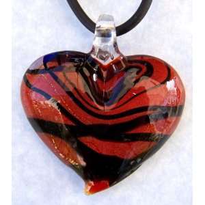   Murano Art Glass Pendant Lampwork Necklace Heart Y19 