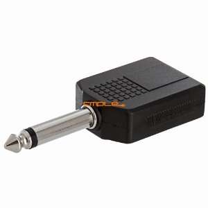  Cmple   6.35mm Mono Plug to 2x6.35mm Mono Jack Adapter 