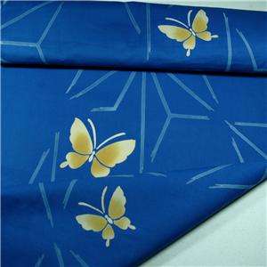 Japanese Yukata Cloth, Cotton Butterflies on Blue BTY  