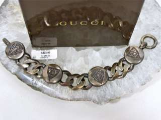 GUCCI Mens NEW Aged Sterling Silver Bracelet $1266  