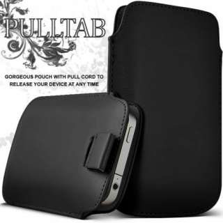 BLACK PREMIUM PU LEATHER PULL TAB CASE COVER POUCH FOR VARIOUS MOBILE 