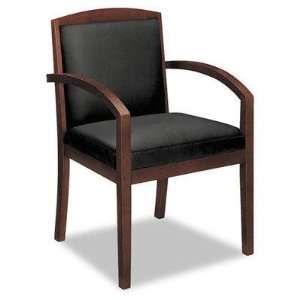  BasyxTM VL853NSP11   Leather/Wood Guest Chair, Black 