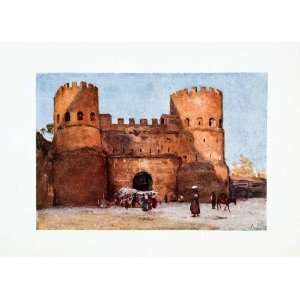  1905 Color Print Porta San Paolo Rome Italy Gate Aurelian 