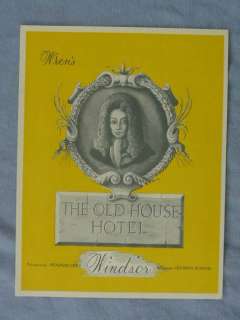 1950s? Old House Hotel Windsor England brochure  