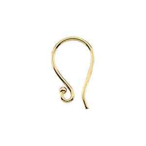 14KT Yellow Gold Fish Hook Wire Earrings (1 PR) NEW  