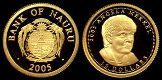 Nauru Island, 10 Dollars 2005, Angela Merkel, Gold  