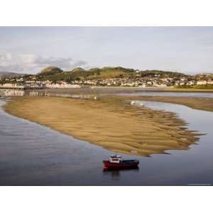  Boat by Exposed Rippled Sandbank on Conwy River Estuary at Low Tide 