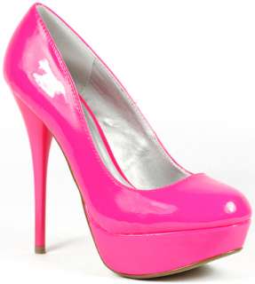   Pink Patent High Stiletto Heel Platform Pump Qupid Neutral 156  