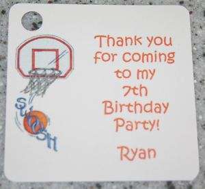 15 Sq Basketball Favor Gift Tags Birthday Party  