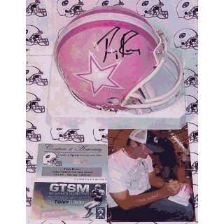  Tony Romo Signed Mini Helmet   Riddell Pink Sports 