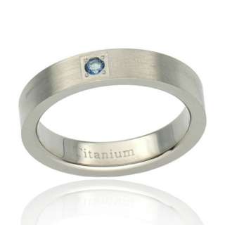 5mm Titanium Ring Blue Syn Sapphire Mens Wedding Band Sz 10  
