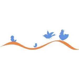    Removable Wall Decals  Birds on Curved Branch