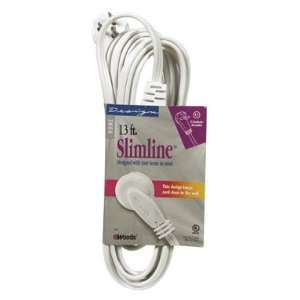  SlimLine 2232 Flat Plug Extension Cord, 3 Wire, White, 13 
