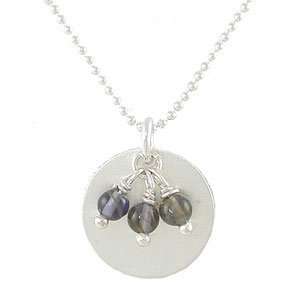   Silver with Iolite Gemstone Beads on a 16 Sterling Bead Chain, #7868