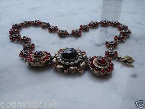 1880 Antique Russian Garnet Almandines Seed Pearls Necklace  