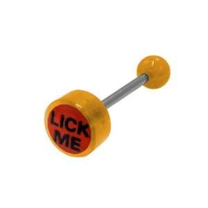  Lick Me Logo Barbell Tongue Ring   00770GR 55 OR Jewelry