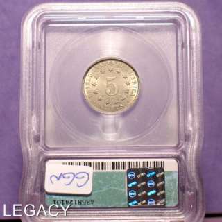 1883 P SHIELD NICKEL BETTER DATE ICG MS62 (GGN+  