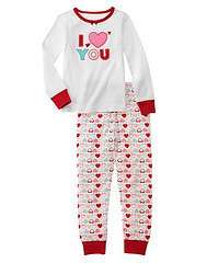GYMBOREE I LOVE YOU Sweetheart Pajamas PJs Girl 3 3T Pink Heart 