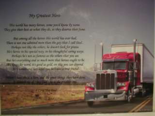 Dad Poem My Greatest Hero On Red 18 wheeler Red Truck  