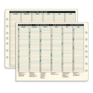  Day Timer Desk Full Year Schedule Sheets, Starts January 
