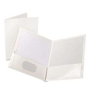   Gloss Laminated Paperboard Folder  100 Sheet Capacity  White  25/Box