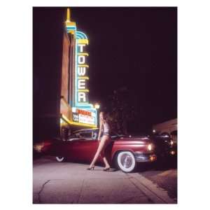  Pin Up Girl Tower Cinema Cadillac Giclee Poster Print 