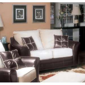  Loveseat Sofa with Leather Frame and Oyster Cushion Seat 