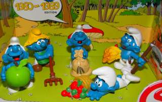 41257 Decade 1980s Smurf Set 5 NEW Farming Figurines Apple Haymaker 