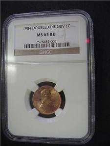 1984/84 DOUBLE DIE EAR LINCOLN CENT NGC MS 63 MS63 RED  