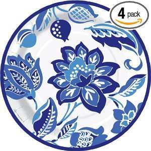 Design Design Lotus Flower Blue Dinner Plate, 8 Count Packages (Pack 