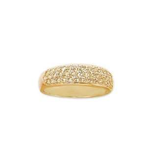  14k Yellow Gold, Lady Band Pave Set Brilliant Created Gems 