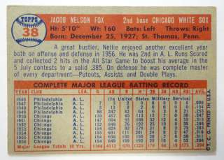 1957 Topps Baseball #38 NELLIE FOX WHITE SOX EX  
