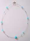 Blue Beaded Necklace with Swarovski Crystals Floating S