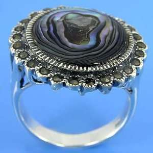  10.17 grams 925 Sterling Silver Marcasite & Inlaid Abalone 