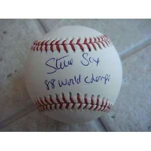  Steve Sax Autographed Baseball   88 World Champs Official 